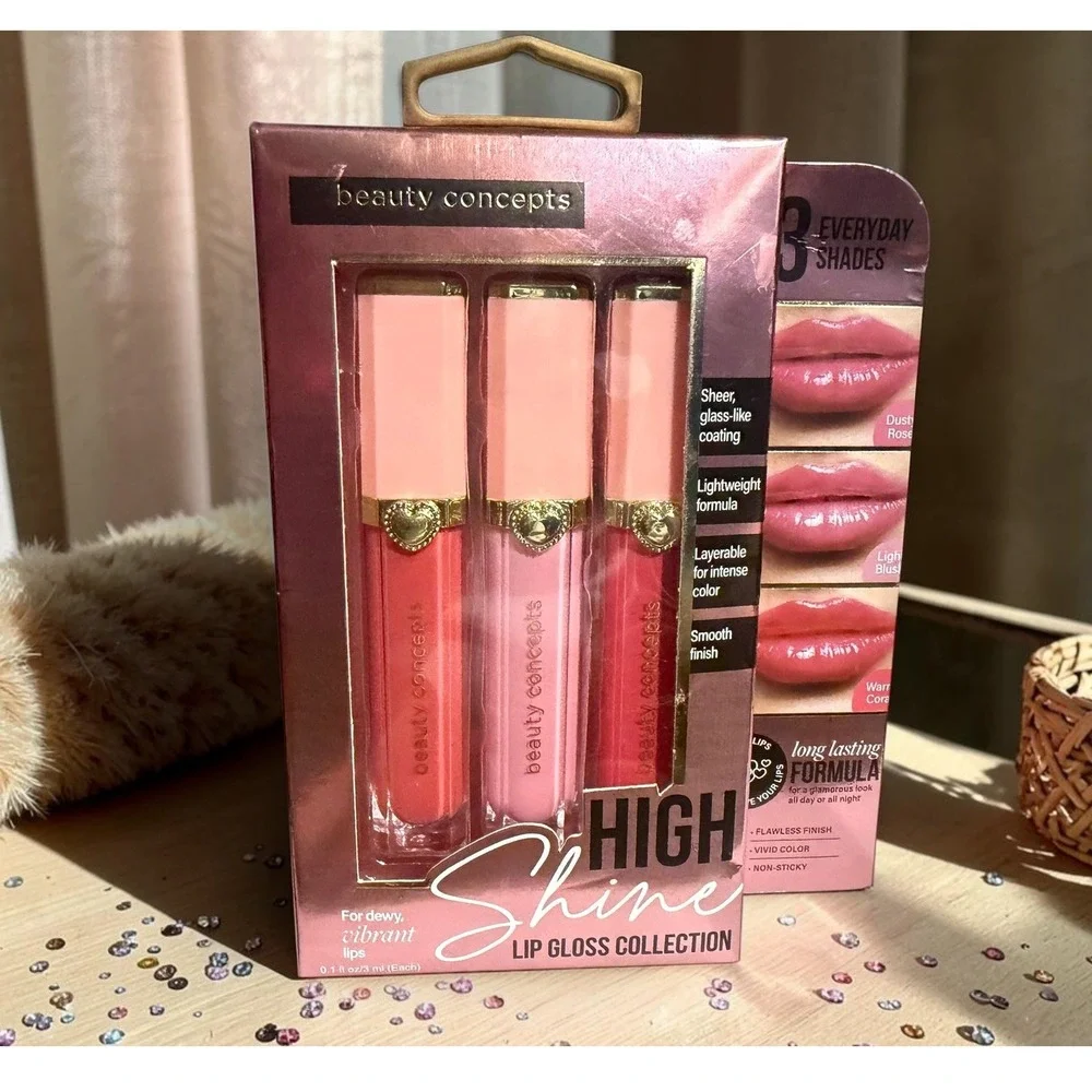 Beauty Concepts - High Shine Lip Gloss Collection - NIB!Set Pink Coral‎ NIB